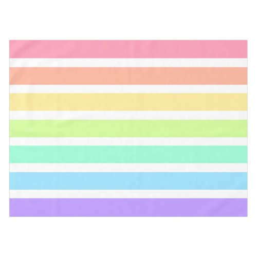 Bubblegum rainbow and white stripes tablecloth