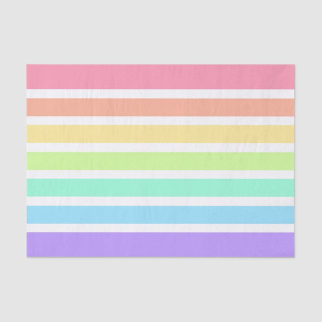 Bubblegum rainbow and white stripes tissue paper (Front)