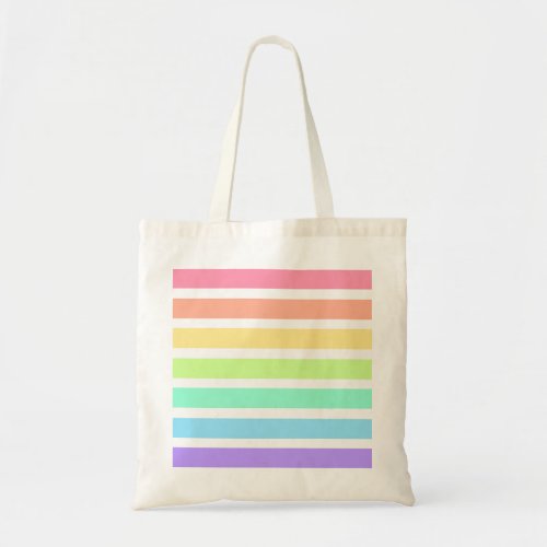 Bubblegum rainbow and white stripes tote bag