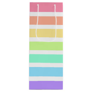 Bubblegum rainbow and white stripes wine gift bag