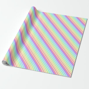 Bubblegum rainbow and white stripes wrapping paper