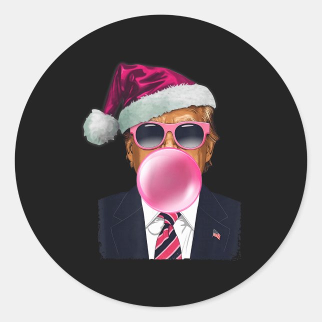 Bubblegum Trump Blowing Bubble Gum Christmas Nk Tr Classic Round Sticker (Front)