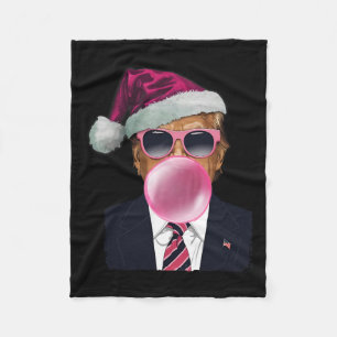 Bubblegum Trump Blowing Bubble Gum Christmas Pink Fleece Blanket