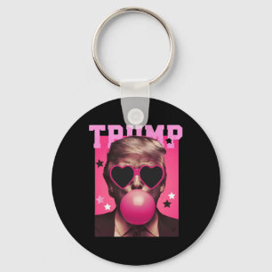 Bubblegum Trump Blowing Bubble Gum Christmas Pink Keychain