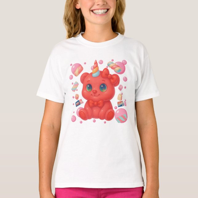 Bubblegum Unicorn Bear T-Shirt (Front)