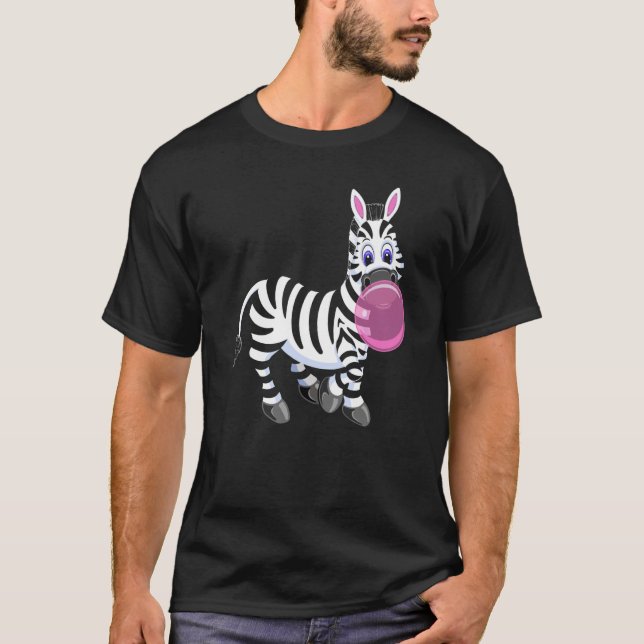 Bubblegum Zebra Cute Zoo Animal T-Shirt (Front)