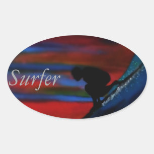 Bubblepacific bumper stickers, surfer oval sticker
