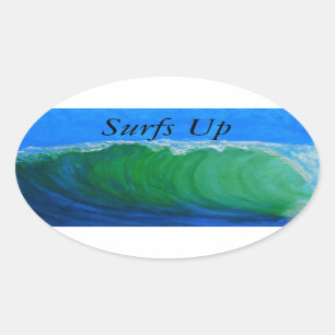 Bubblepacific bumper stickers, surfs UP Oval Sticker