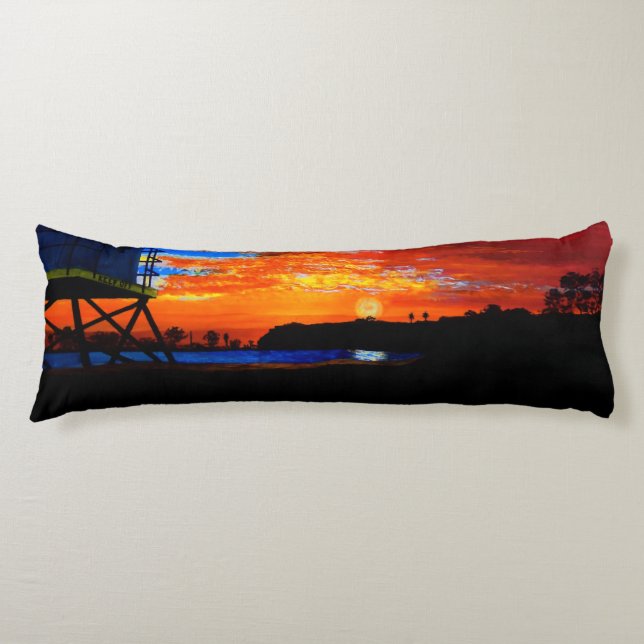 Bubblepacific pillows, Dana point lifeguard tower Body Pillow (Front)