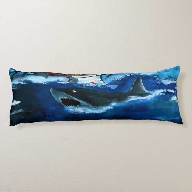 Bubblepacific pillows, great white & ocean water body pillow (Back)