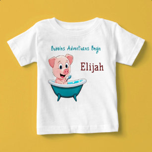 Bubbles Adventures Begin Custom Name Baby T-Shirt