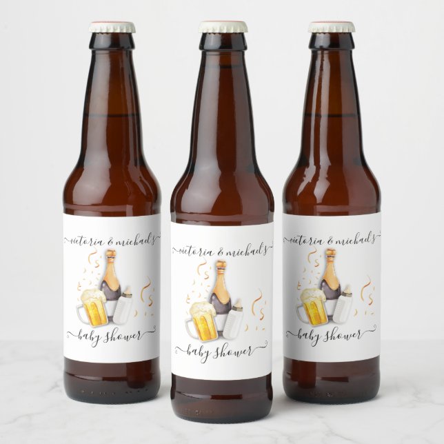 Bubbles and Beer Baby Shower Beer Bottle Label (Bottles)
