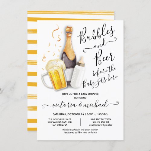 Bubbles and Beer Baby Shower Invitation