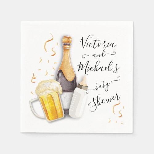 Bubbles and Beer Baby Shower Napkins