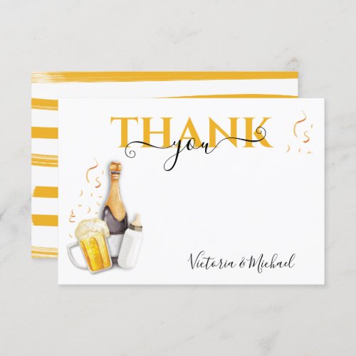 Bubbles and beer Baby shower Thank you card