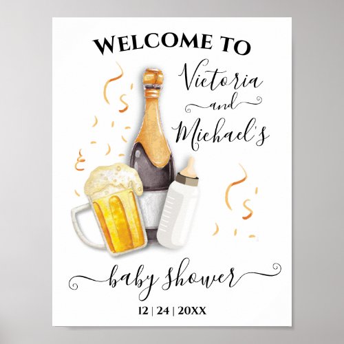 Bubbles and Beer Baby Shower Welcome Sign