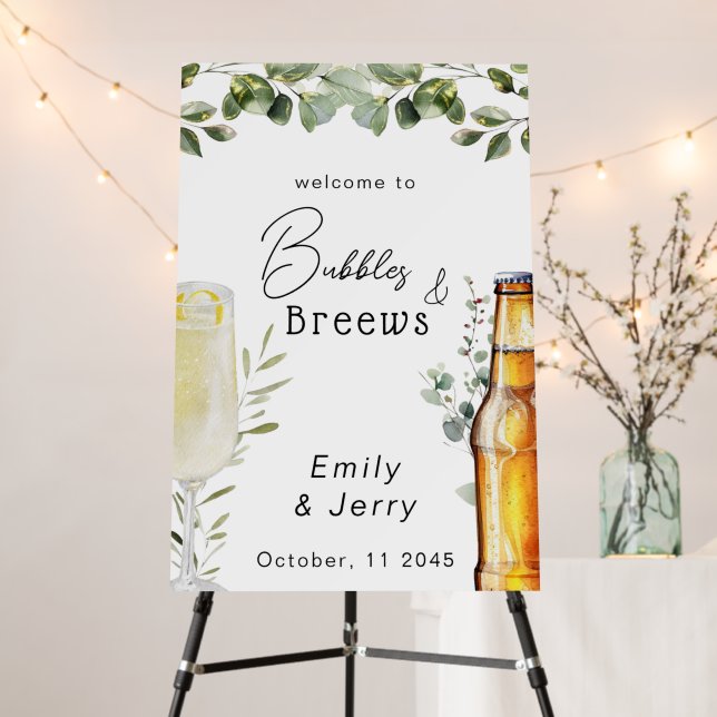 Bubbles And Breews Couple Shower Welcome Sing Foam Board (In Situ (Stand))