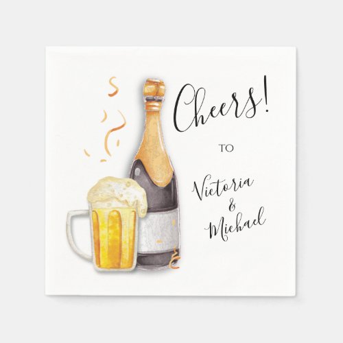 Bubbles and Brew Cheers Champagne  Beer Napkins