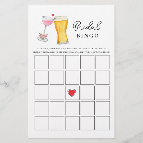 Bubbles and Brew  Couples Shower Bingo games