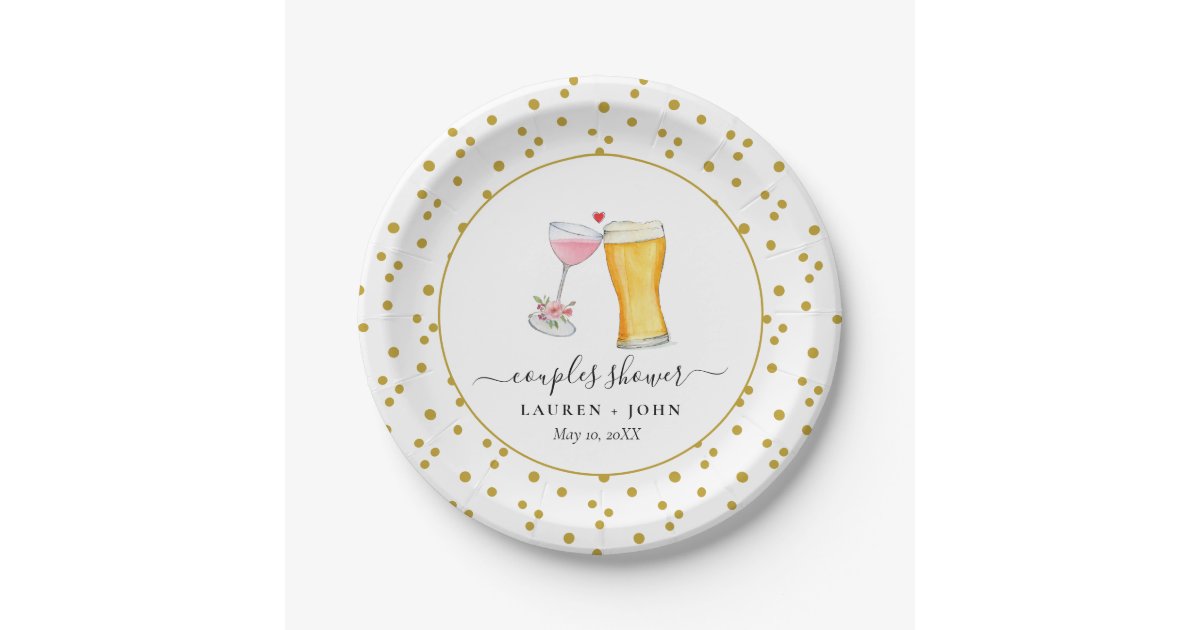 Bubbles and Brew Couples shower Paper Plates Zazzle