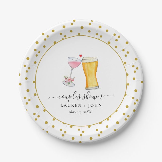 Bubbles and Brew Couples shower  Paper Plates (Front)