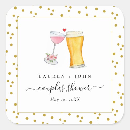 Bubbles and Brew Couples shower  Square Sticker