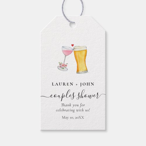Bubbles and Brew Couples shower Thank you Favor Ta Gift Tags