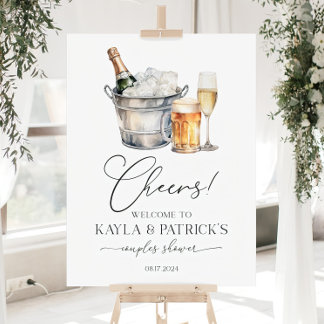 Bubbles and Brew Welcome Sign, Couples Shower Welc Foam Board