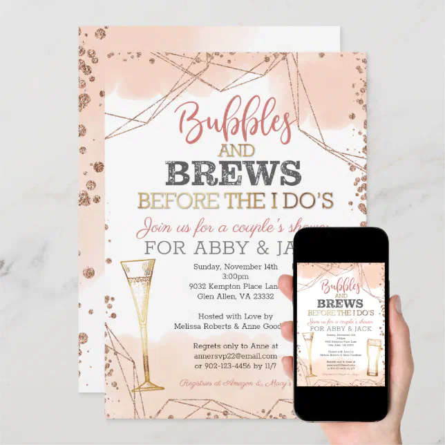 Bubbles and Brews Before the I Do's Shower Invitation Zazzle