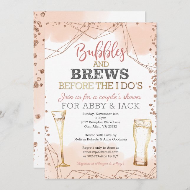 Bubbles and Brews Before the I Do's Shower Invitation (Front/Back)