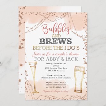 Bubbles And Brews Before The I Do's Shower Invitation by modernmaryella at Zazzle