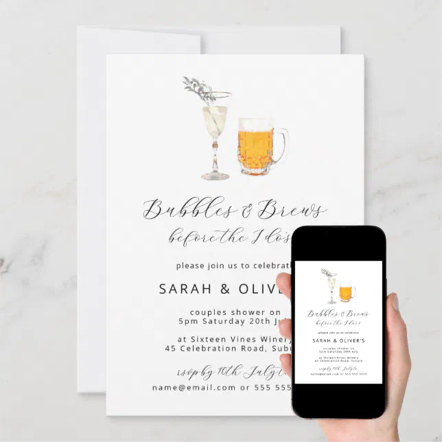 Bubbles and Brews Before the I do's Wedding Shower Invitation Zazzle