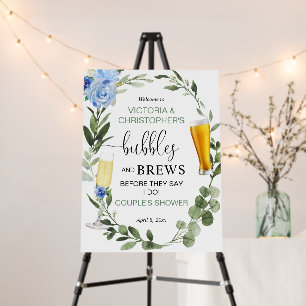 Bubbles and Brews couples baby shower welcome sign