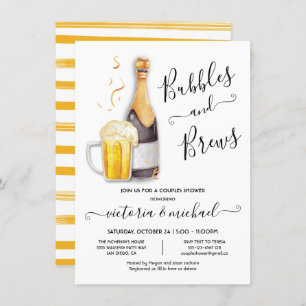 Bubbles and Brews Couples Shower champagne beer Invitation