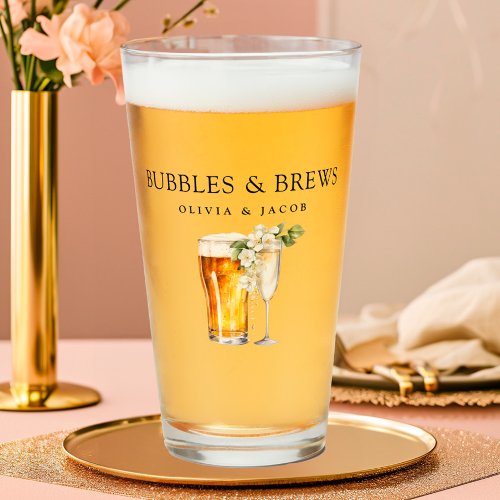 Bubbles and Brews Couples Shower Glass