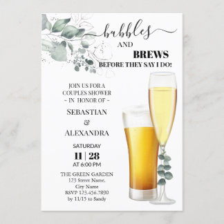 Bubbles and Brews Couples Shower Invitation