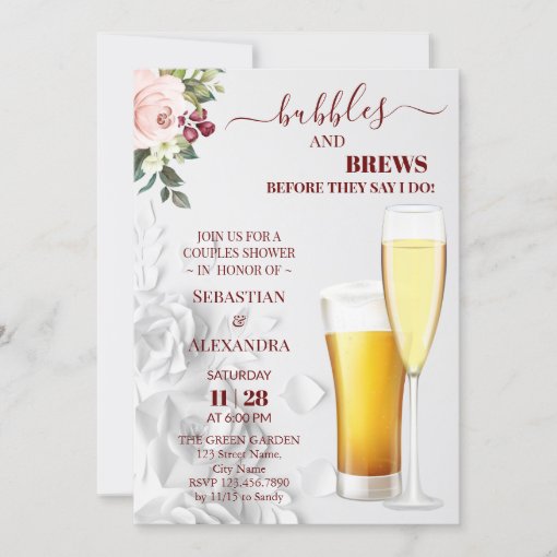 Bubbles And Brews Couples Shower Invitation Zazzle