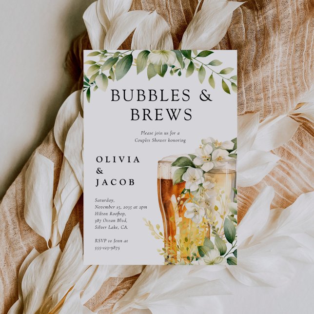 Bubbles and Brews Couples Shower Invitation (Creator Uploaded)