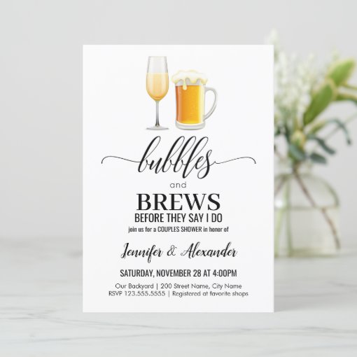 Bubbles and Brews Couples Shower Invitation Zazzle