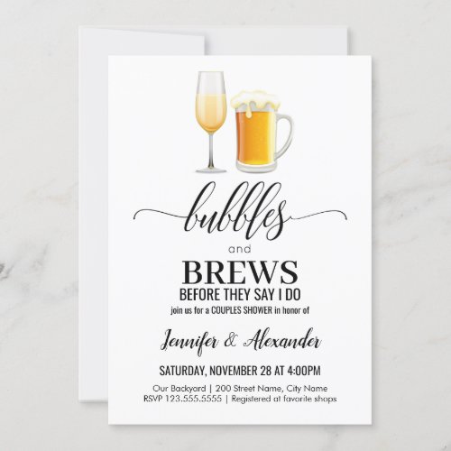Bubbles and Brews Couples Shower Invitation