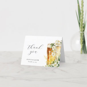 Bubbles and Brews Couples Shower Letterpress Thank You Card