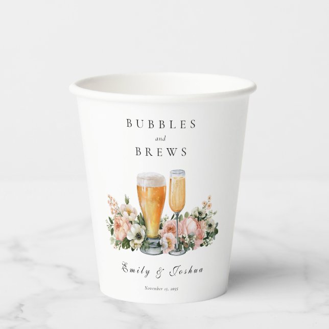 Bubbles and Brews Couples Shower Paper Cups (Front)