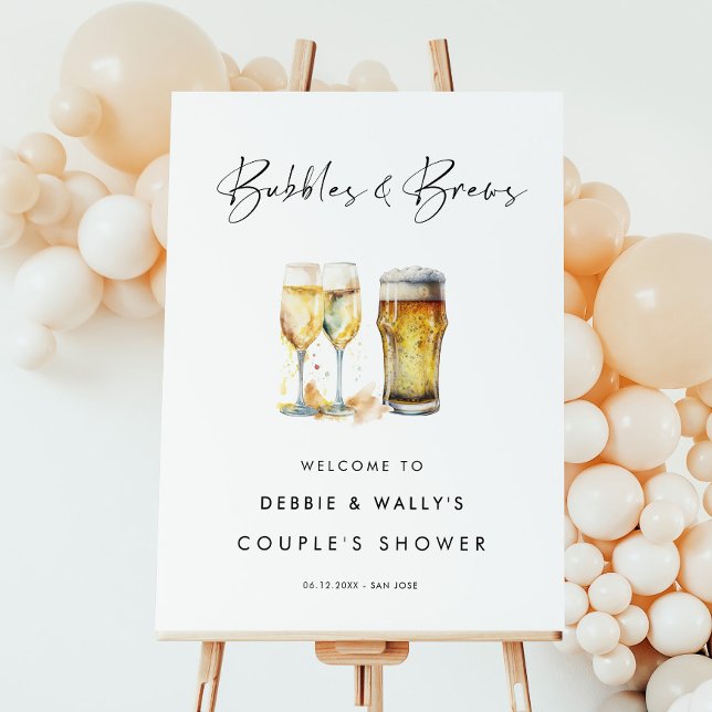 Bubbles and Brews Couple's Shower Welcome Sign (Creator Uploaded)
