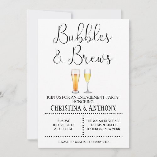 Bubbles and Brews Engagement Party Invitation
