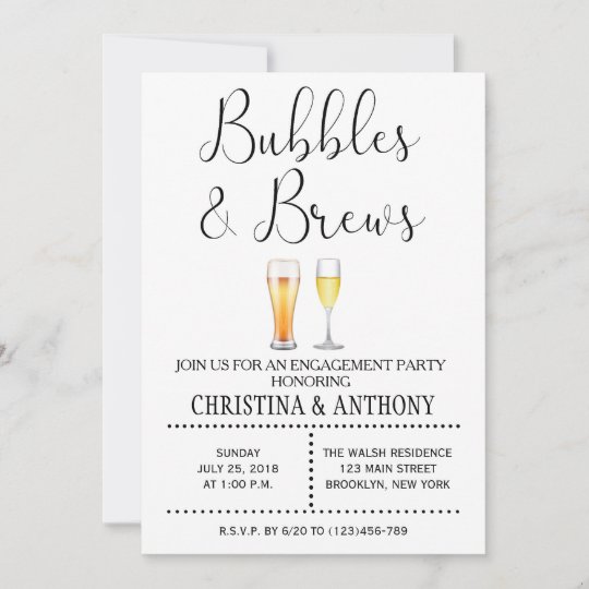 Bubbles and Brews Engagement Party Invitation