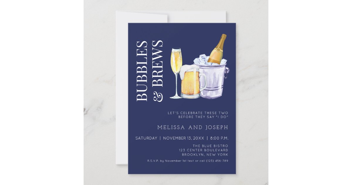 Bubbles and Brews Engagement Party Invitation Zazzle