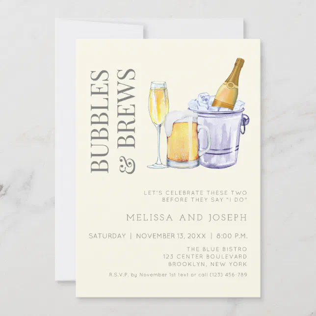 Bubbles and Brews Engagement Party Invitation Zazzle