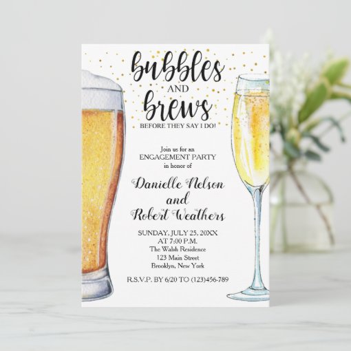 Bubbles and Brews Engagement Party Invitation Zazzle