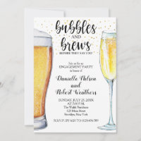 Bubbles and Brews Engagement Party Invitation