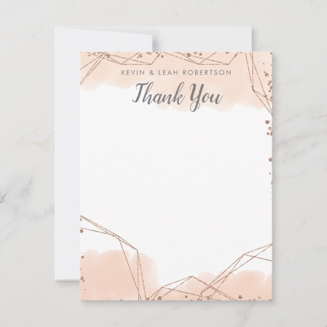 Bubbles and Brews Rose Gold Glitter Thank You Card (Front)